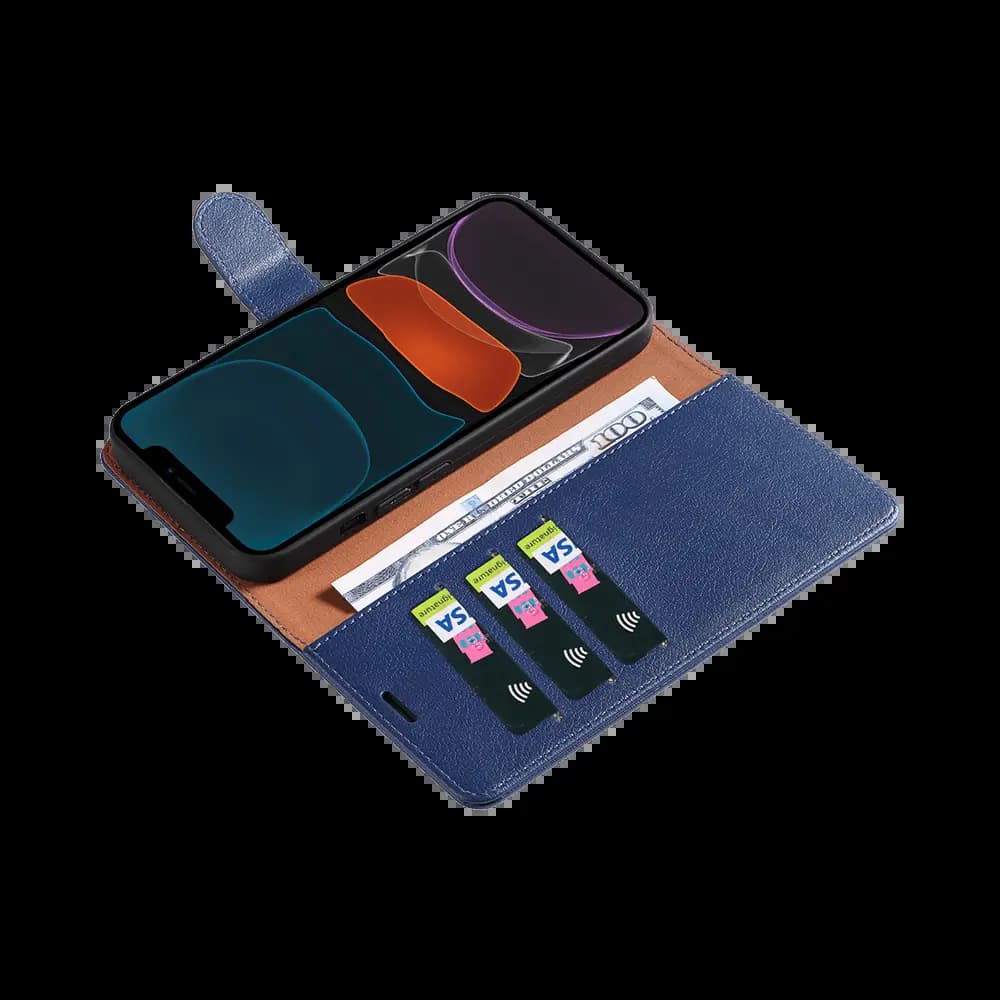 Housse folio anti-RFID iPhone 11 – PROTECT IP011 Bleu Marine - Vue 3