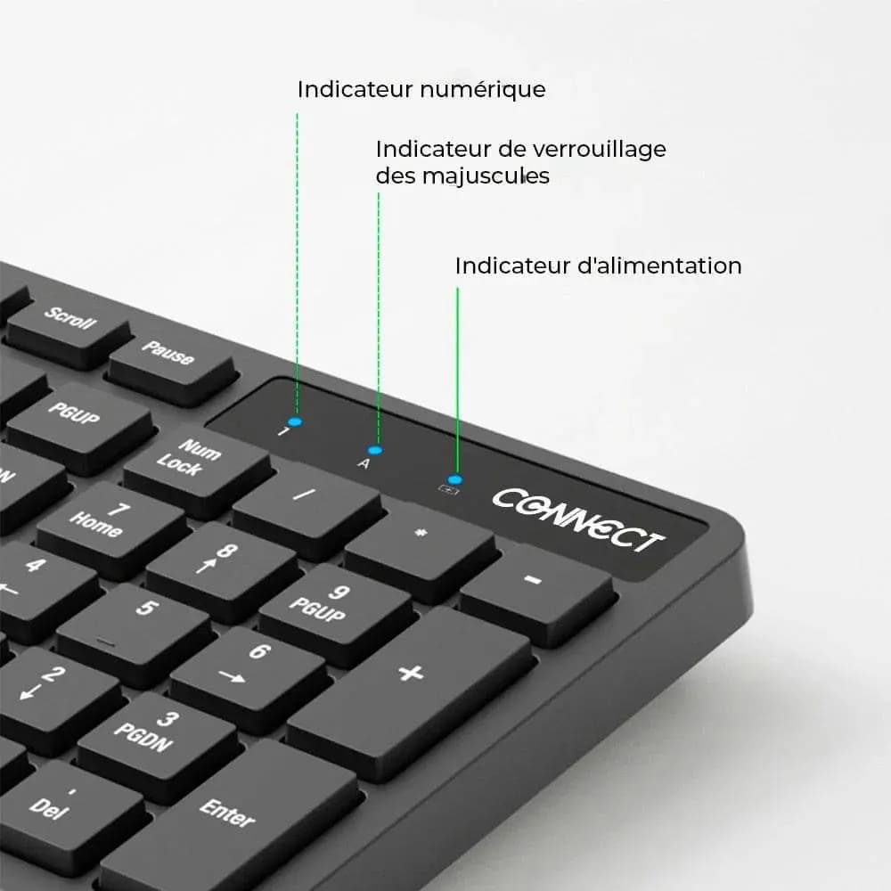 Pack clavier souris sans fil (AZERTY) - CONNECT Noir - Vue 2