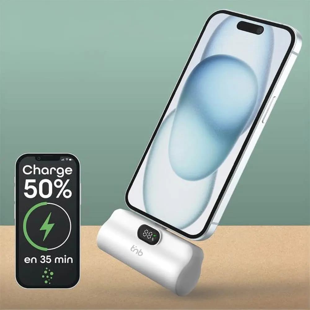 Batterie externe 5000mAh 20W USB-C avec support intégré – T'nb PBUNANO Blanc - Vue 7