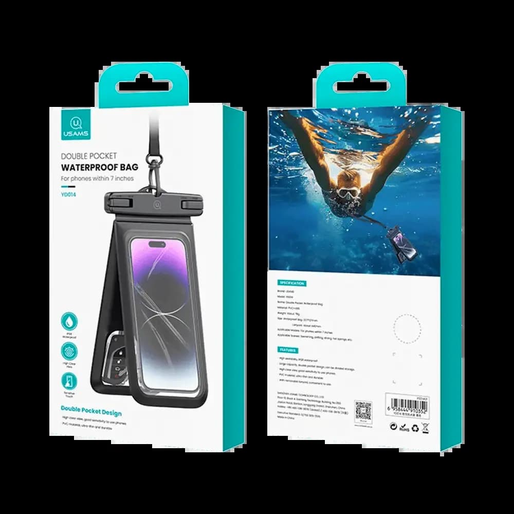 Pochette de Protection Étanche Usams à Double Poche IP68 Noir - Vue 3