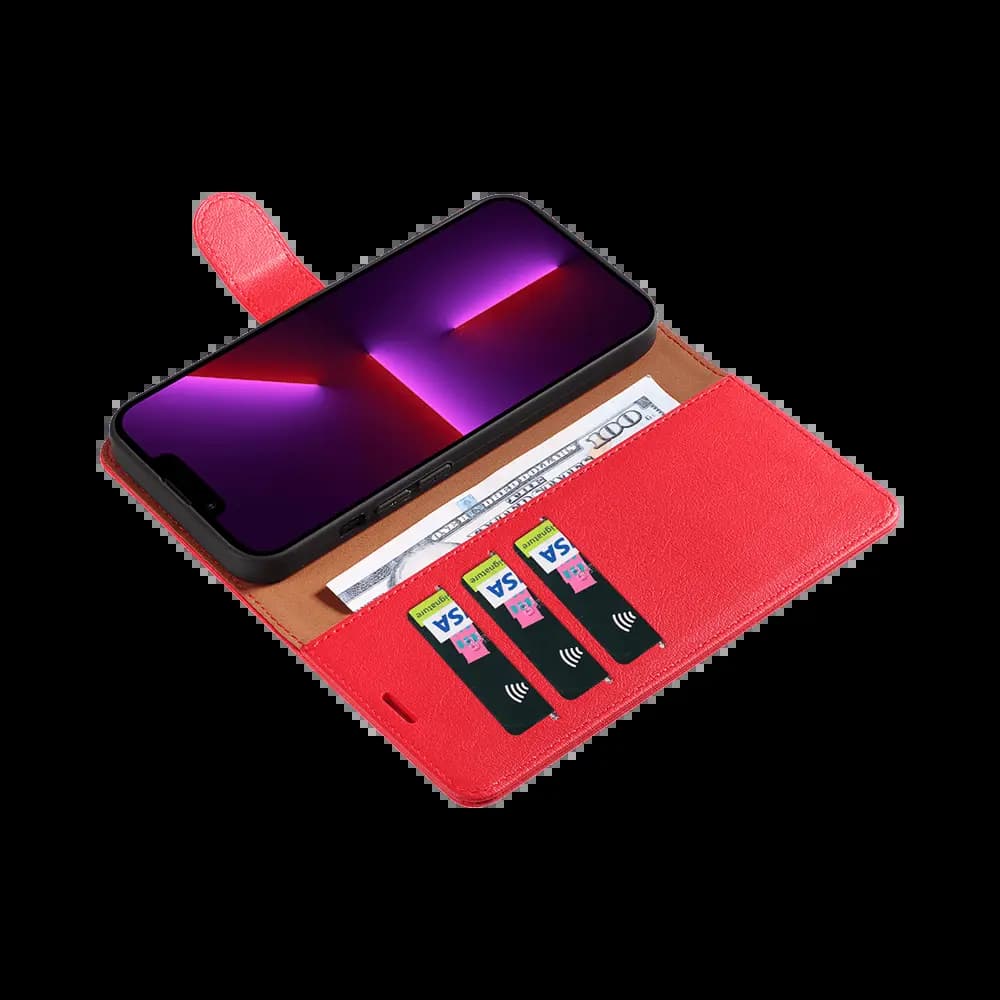 Housse folio anti-RFID iPhone 12 / 12 Pro – PROTECT IP011 Rouge - Vue 2
