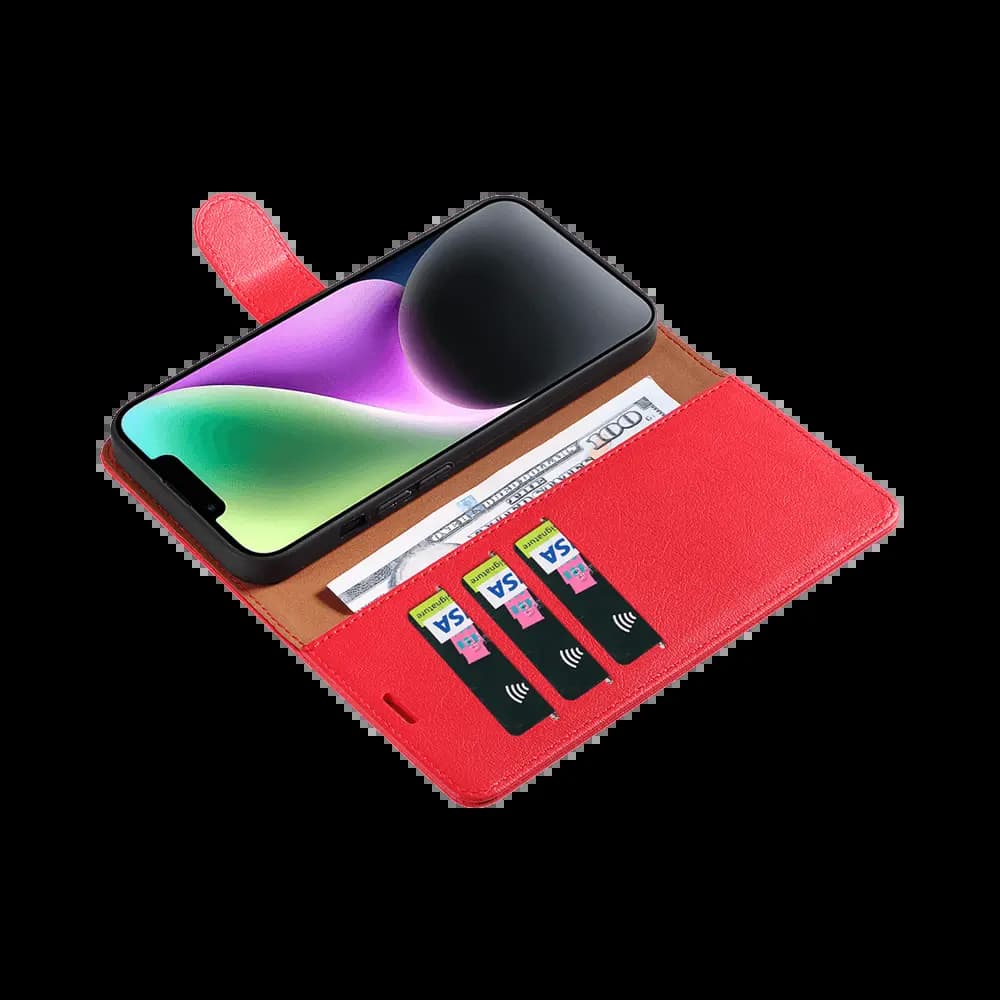 Housse folio anti-RFID iPhone 14 Plus – PROTECT IP011 Rouge - Vue 3