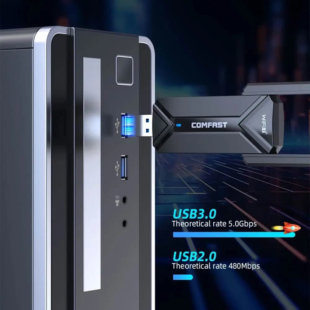 Clé WiFi 7 USB  6500 Mbps tri-bande – Comfast CF-983BE - Vue 3