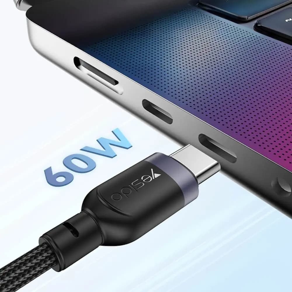 Câble de Charge Yesido USB-C vers USB-C + Pad de Charge pour Montre Connectée Noir - Vue 2