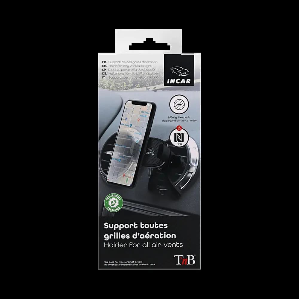 Support Smartphone pour Voiture T'nb avec NFC (Grille d'Aération) Noir - Vue 3