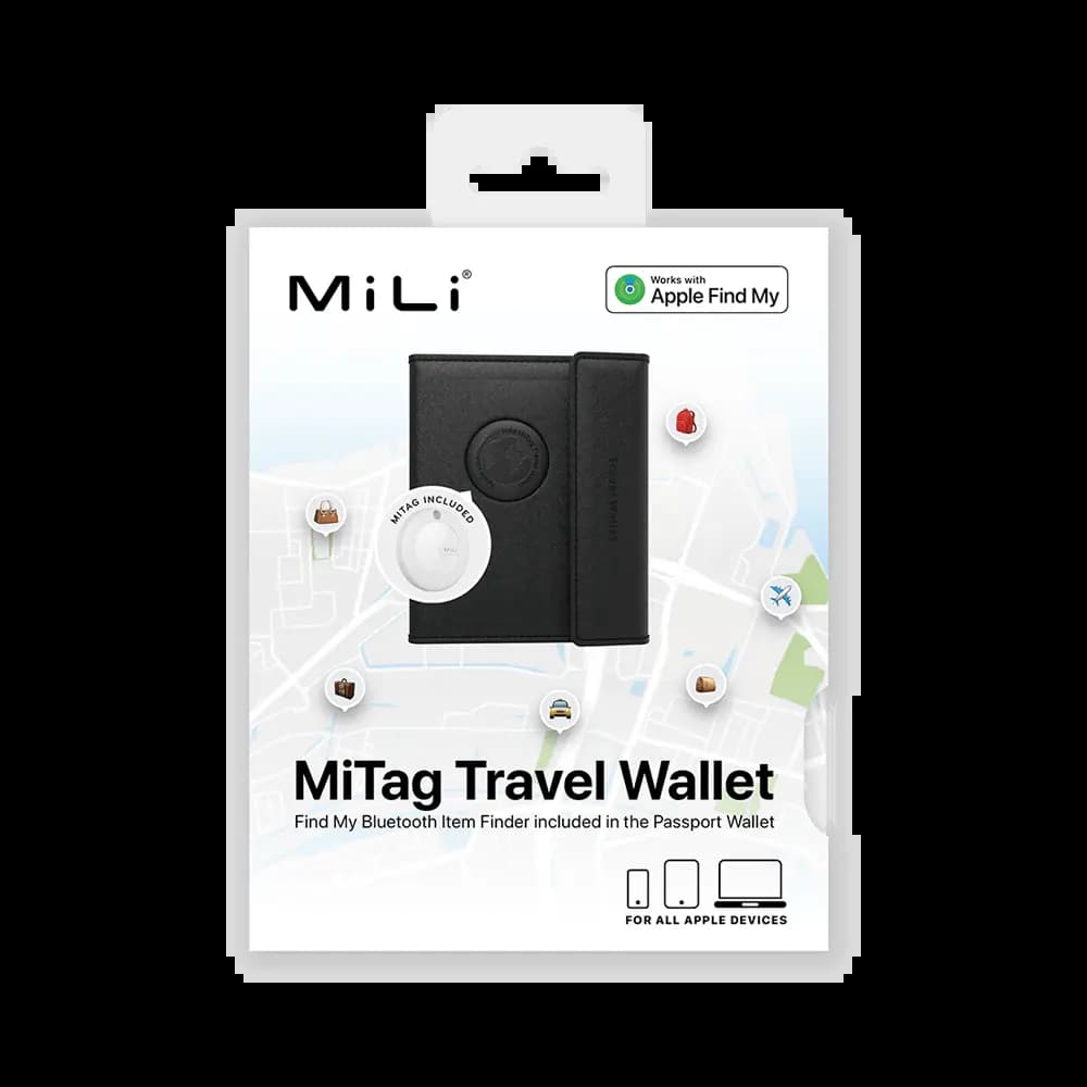 Traceur GPS Passeport MILI pour iOS Apple Find My - étui de voyage Noir - Vue 4