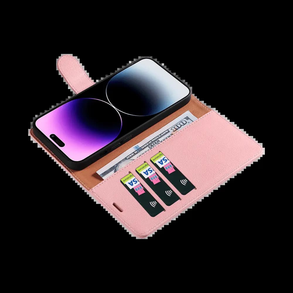 Housse folio anti-RFID iPhone 14 Pro Max – PROTECT IP011 Rose - Vue 3