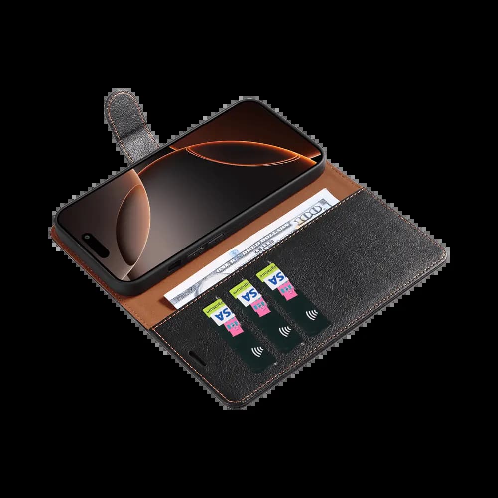 Housse folio anti-RFID iPhone 16 Pro Max – PROTECT IP011 Noir - Vue 3