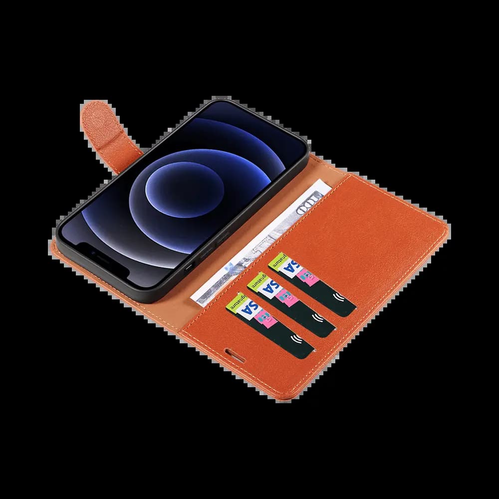 Housse folio anti-RFID iPhone 12 mini – PROTECT IP011 Marron - Vue 3