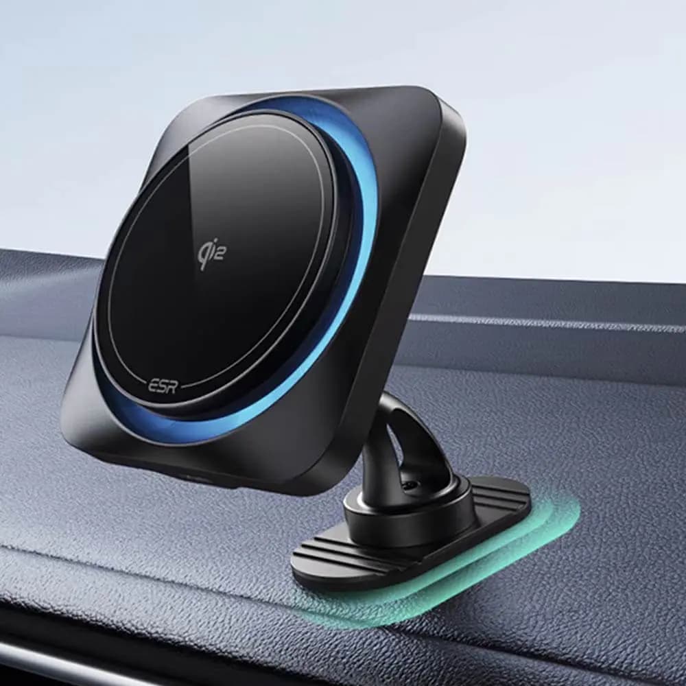 Support Smartphone Chargeur à Induction pour Voiture ESR Qi2 Dashboard 15W Noir - Vue 2