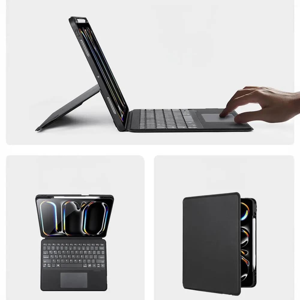 Housse clavier rétroéclairé iPad Pro 13" M4 avec trackpad - Dux Ducis DK Noir - Vue 10