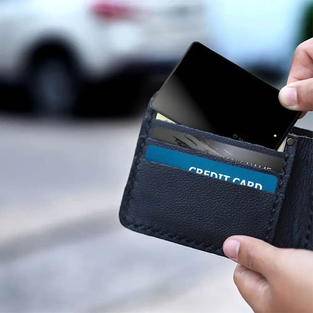 Traceur GPS format carte MILI MiCard pour iOS Apple Find My - ultra-fin Noir - Vue 2