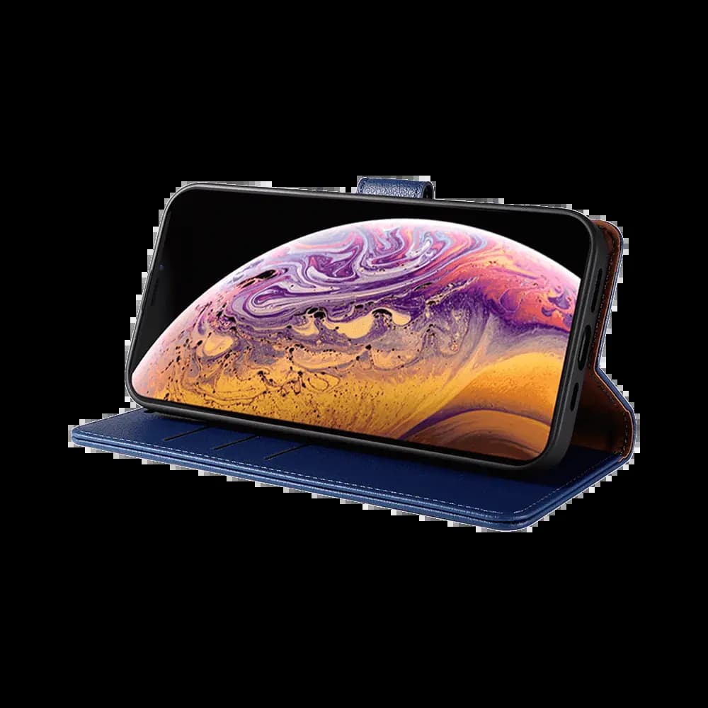 Housse folio anti-RFID iPhone X / XS – PROTECT IP011 Bleu Marine - Vue 3