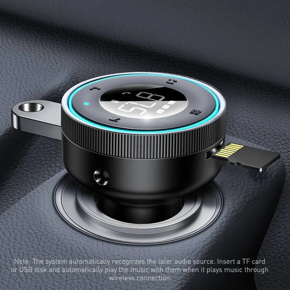 Transmetteur FM Bluetooth & Chargeur Voiture Baseus Noir - Vue 3