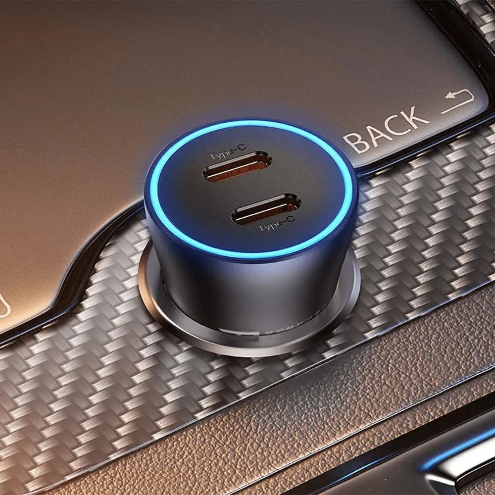 Chargeur voiture 40W 2x USB-C charge rapide - Baseus Golden Contactor Pro Noir - Vue 8