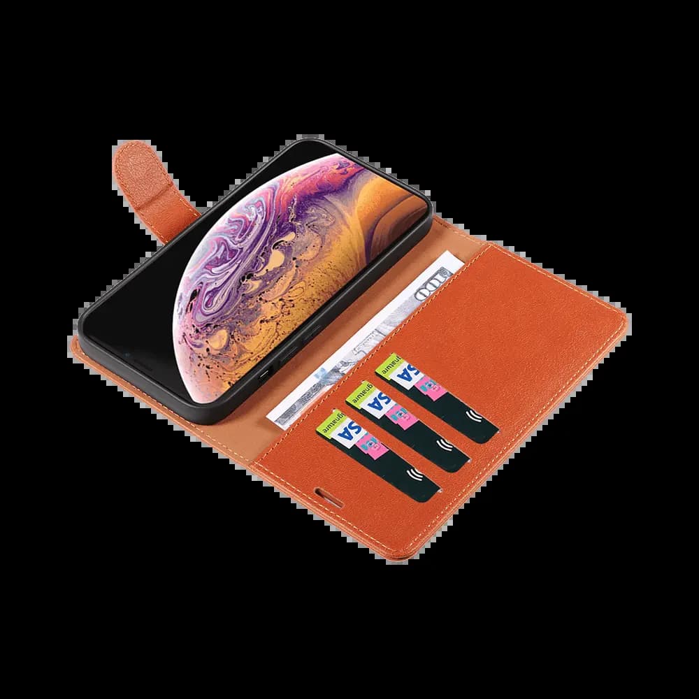 Housse folio anti-RFID iPhone XS Max – PROTECT IP011 Marron - Vue 3