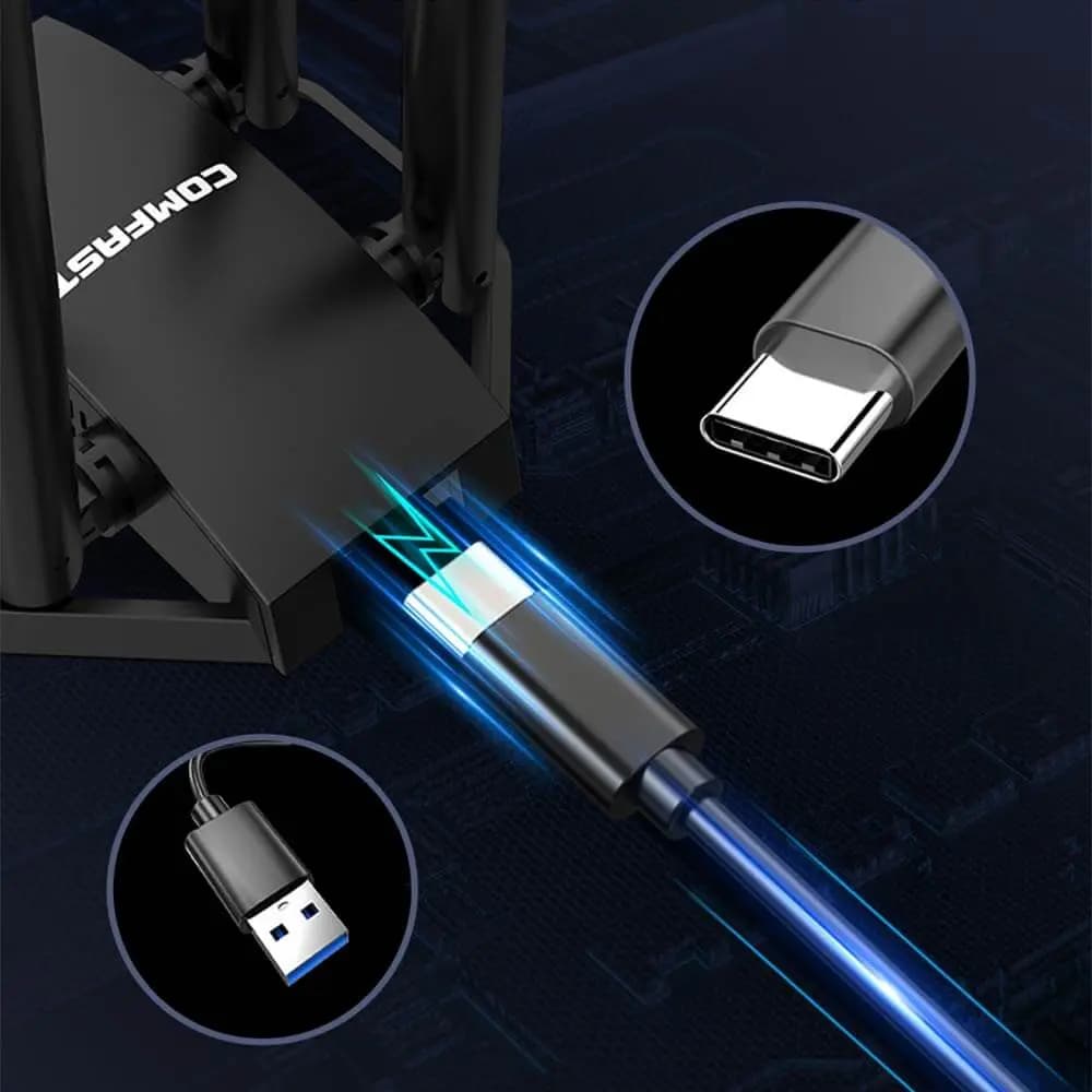 Adaptateur WiFi USB 3.0 1300 Mbps 4 antennes double bande - Comfast CF-WU785AC - Vue 3