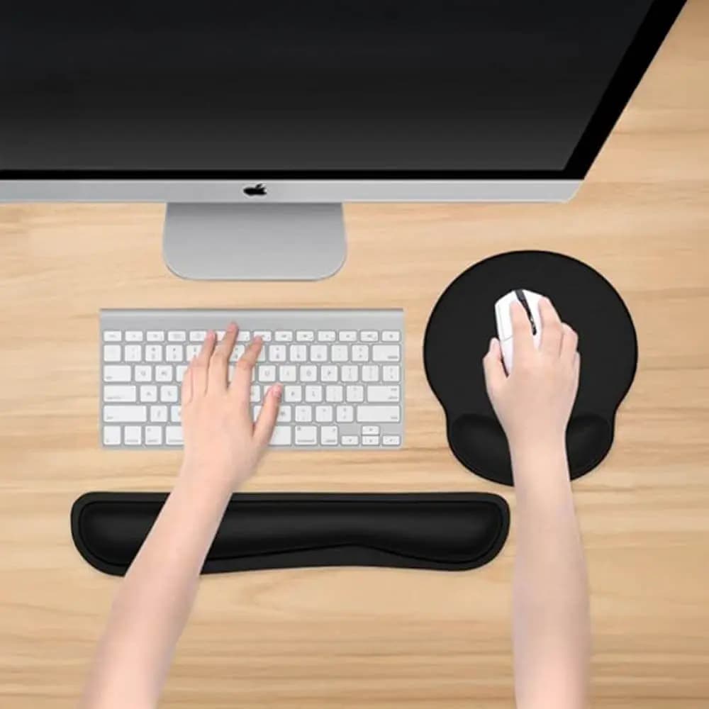 Kit tapis de souris ergonomique 3-en-1 à mémoire de forme - Noir - Vue 2