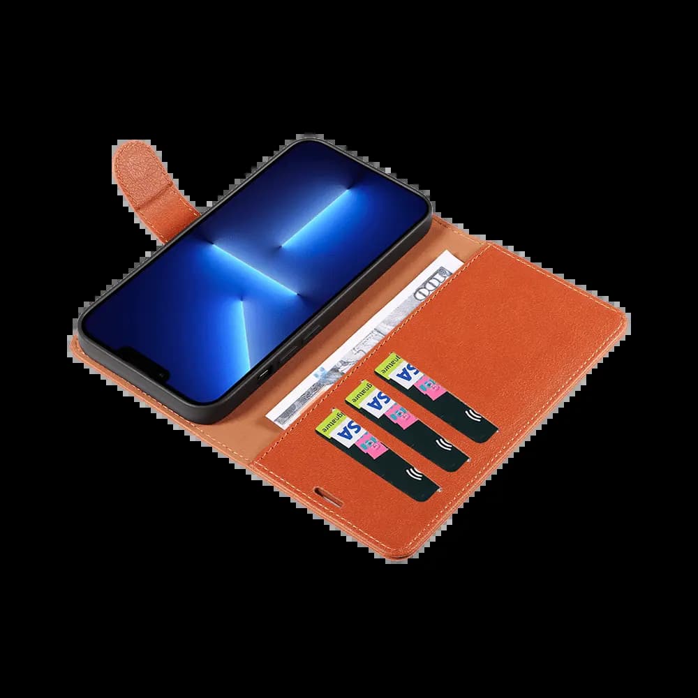 Housse folio anti-RFID iPhone 11 Pro Max – PROTECT IP011 Marron - Vue 3