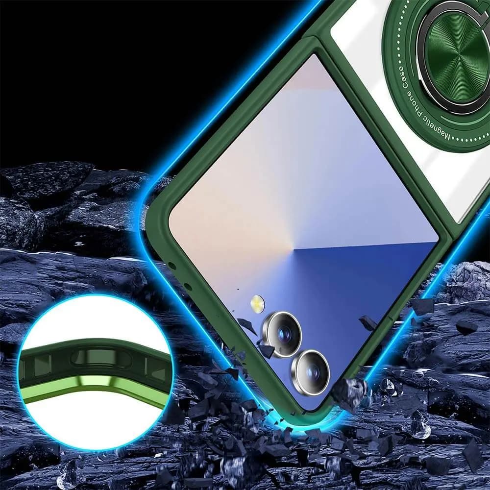 Coque de Protection Magnétique avec Bague 360° Z-FL3 Samsung Galaxy Z Flip 7 5G F766  Vert - Vue 4