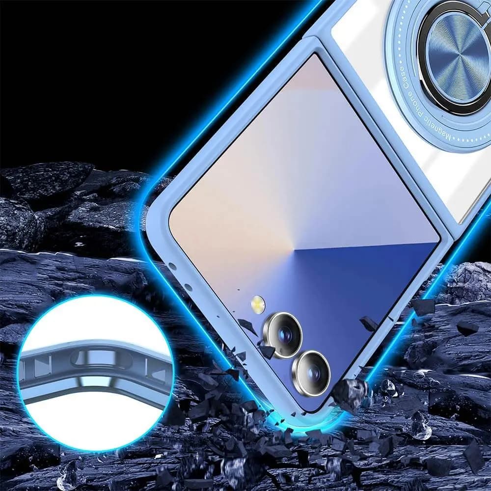Coque de Protection Magnétique avec Bague 360° Z-FL3 Samsung Galaxy Z Flip 7 5G Bleu - Vue 4