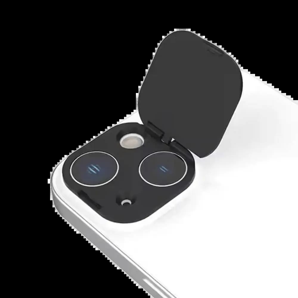 Protection Lentille avec Cache Camera iPhone 14 / 14 Plus / 15 / 15 Plus Noir - Vue 3