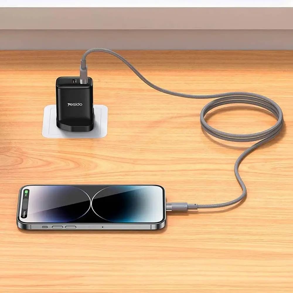 Câble USB-A vers USB-C magnétique 18W 1m – Yesido CA173 Noir - Vue 2