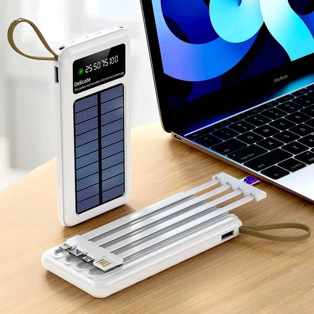 Batterie externe solaire 10000mAh avec écran digital et lampe torche – CONNECT MC-BESB01 Blanc - Vue 2