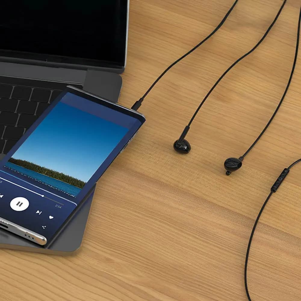 Écouteurs filaires jack 3.5mm stéréo avec micro - CONNECT Noir - Vue 2