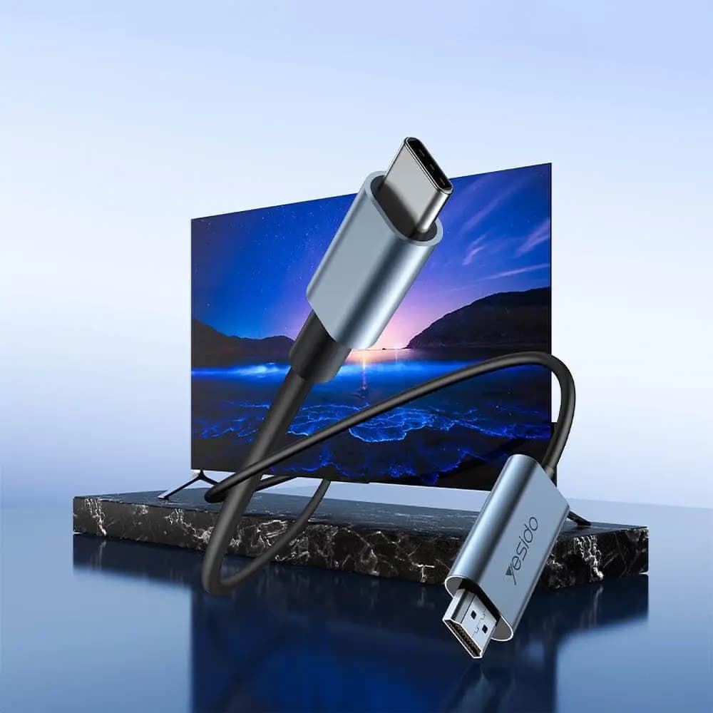 Câble USB-C vers HDMI 4K 60Hz (2m) – Yesido HM10 Noir - Vue 3