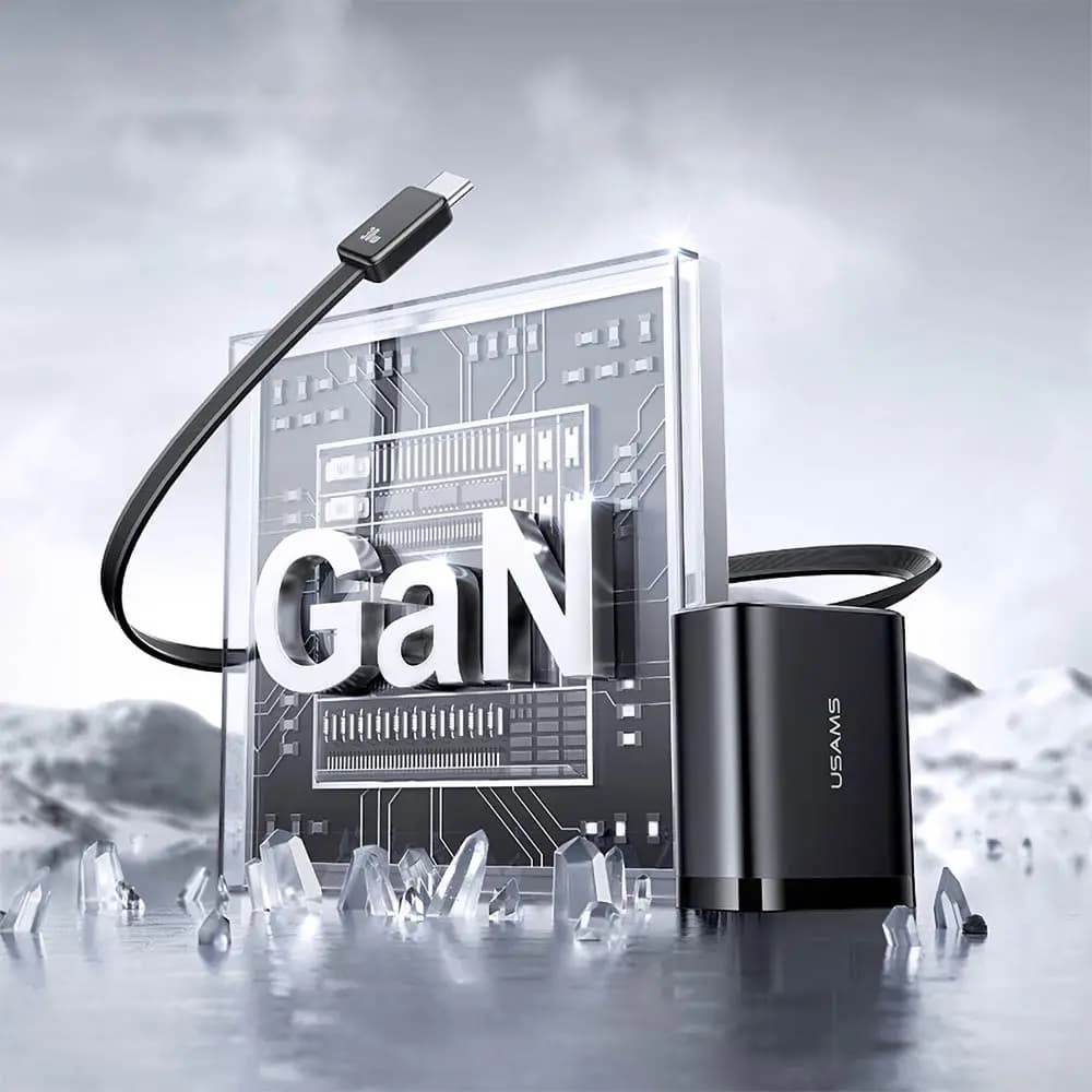 Chargeur secteur GaN 30W avec câble USB-C rétractable et ports USB-C/USB-A – USAMS Blanc - Vue 13