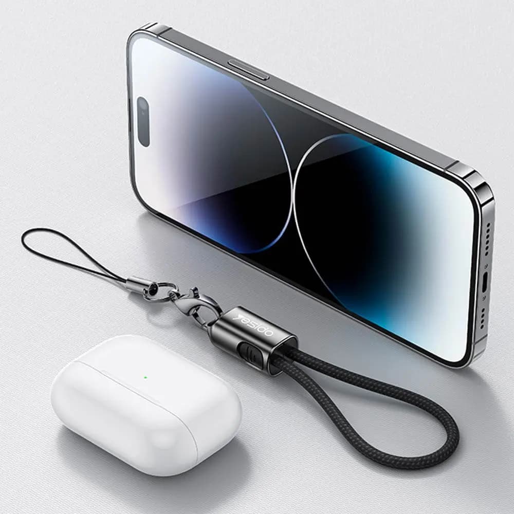 Câble Data USB-C vers Lightning Yesido Porte Clé Charge Rapide 27W Noir - Vue 4