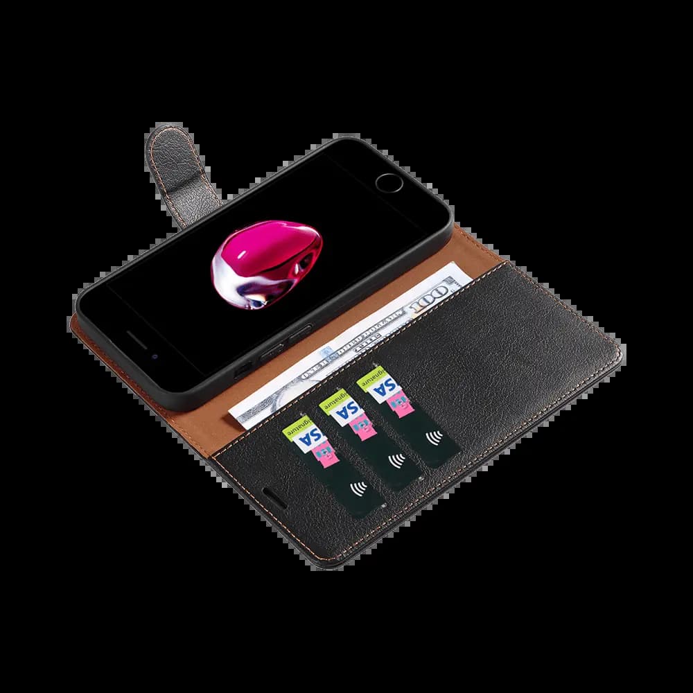 Housse folio anti-RFID iPhone 7 Plus / 8 Plus – PROTECT IP011 Noir - Vue 3