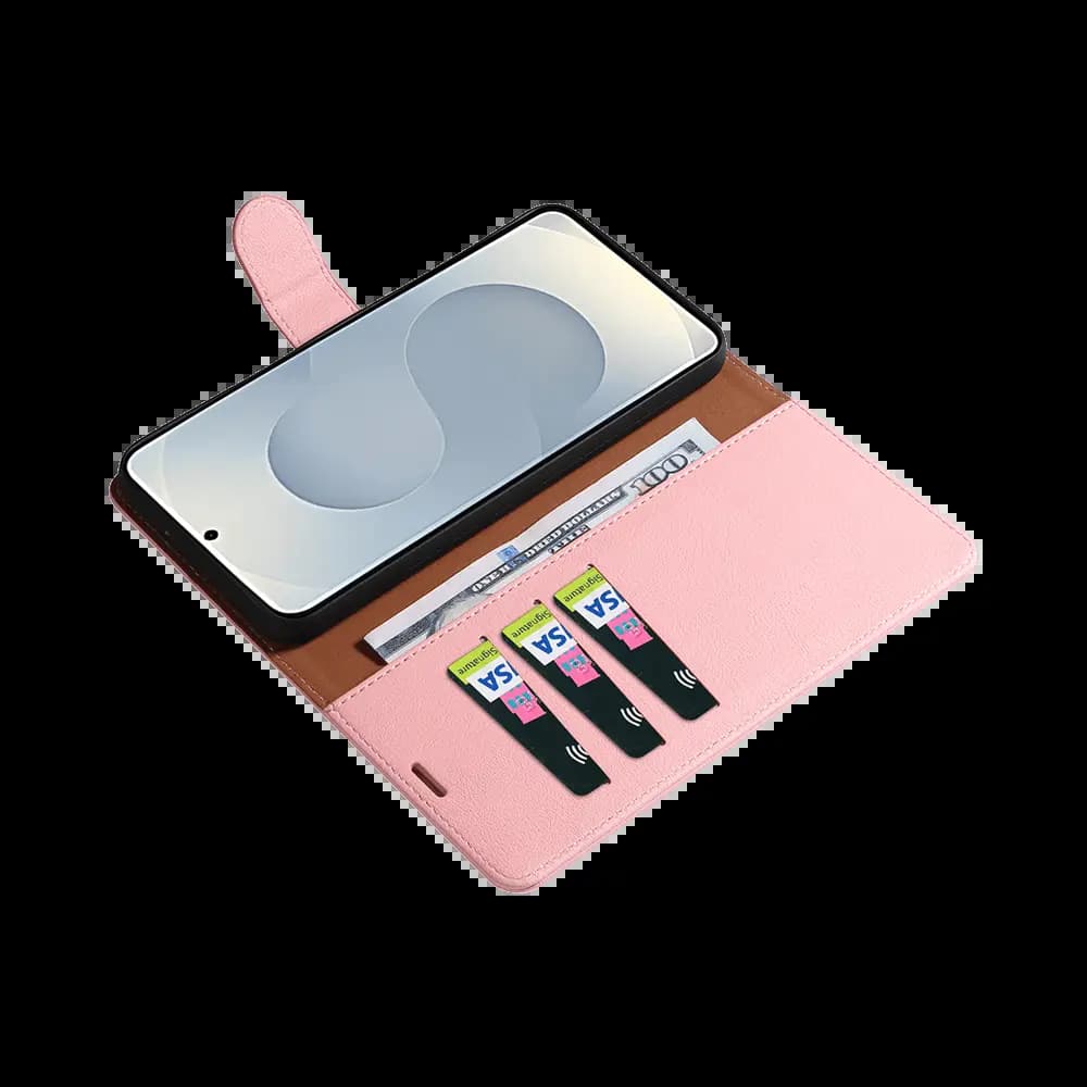 Housse folio anti-RFID Samsung Galaxy S25 Edge – PROTECT IP011 Rose - Vue 3