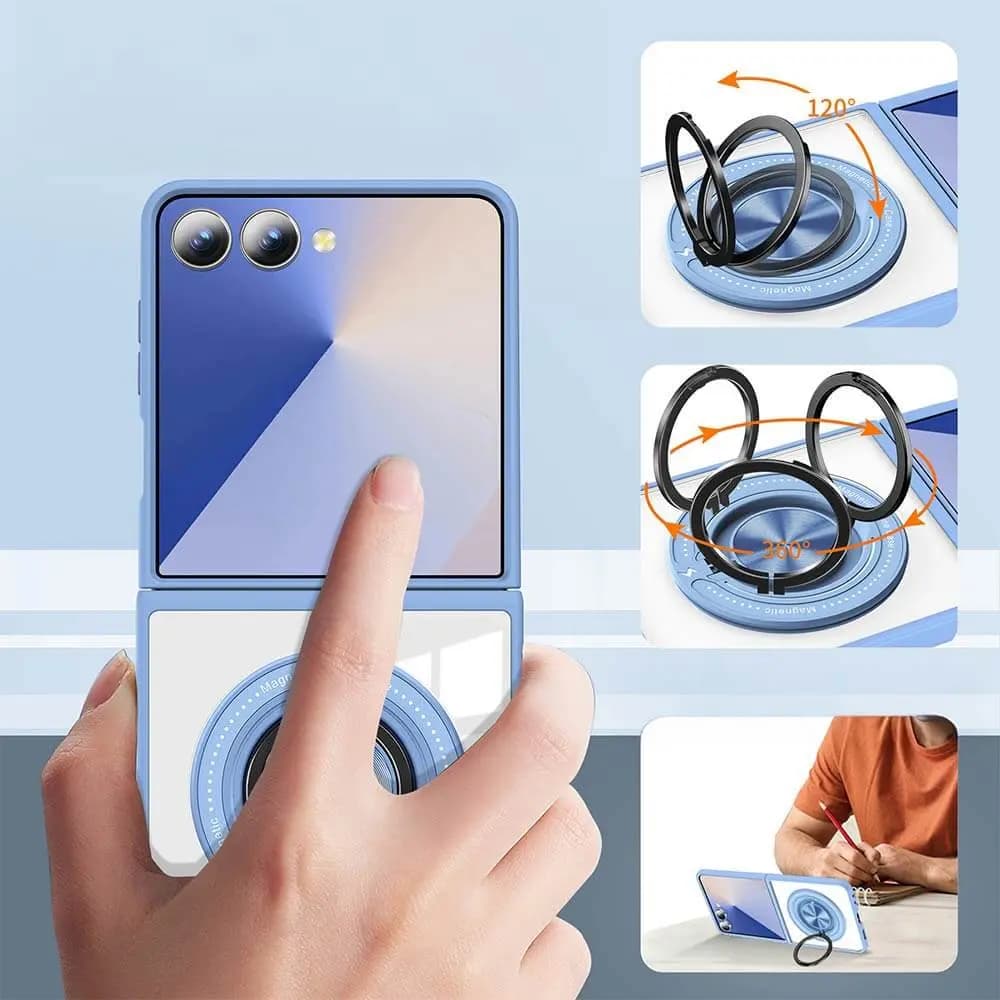 Coque de Protection Magnétique avec Bague 360° Z-FL3 Samsung Galaxy Z Flip 7 5G Bleu - Vue 5