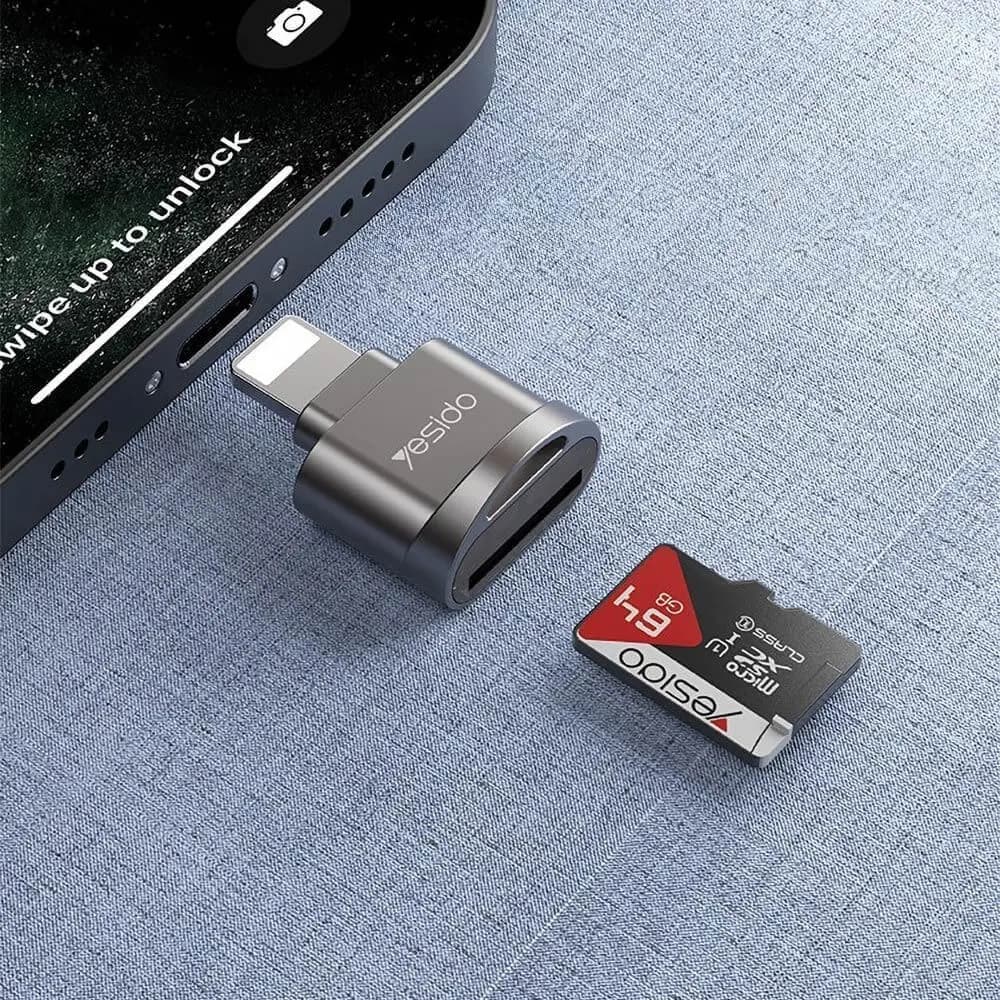 Lecteur de carte microSD vers Lightning - Yesido GS18 Noir - Vue 2