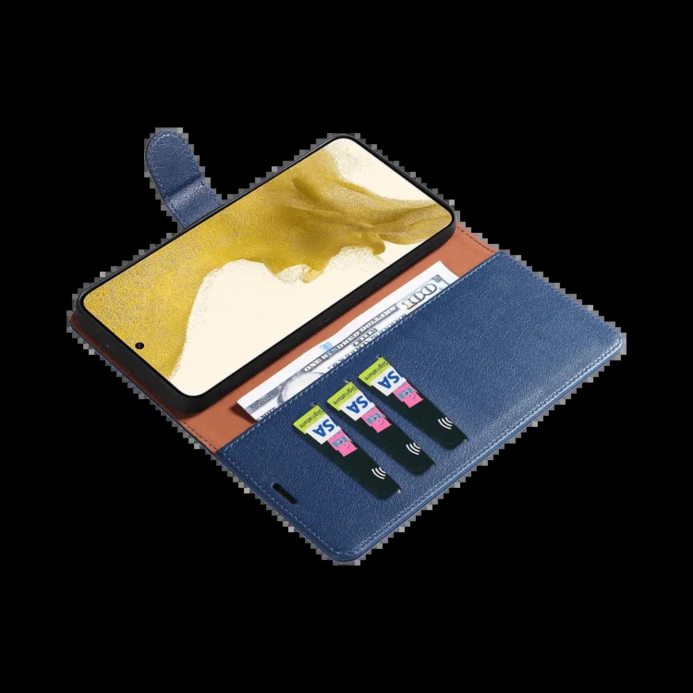 Housse folio anti-RFID Samsung Galaxy S21+ – PROTECT IP011 Bleu Marine - Vue 3