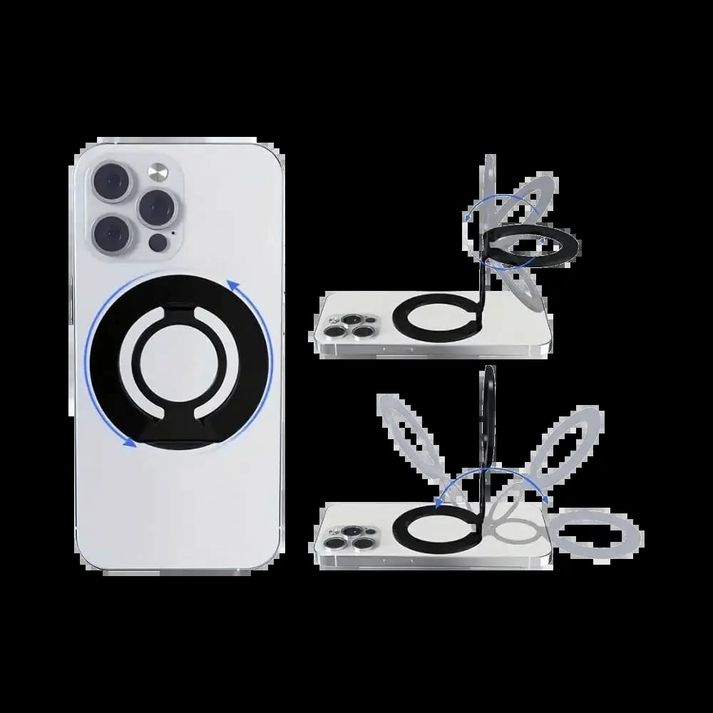 Support smartphone MagSafe rotatif et pliable - fixation multi-surfaces Noir - Vue 2