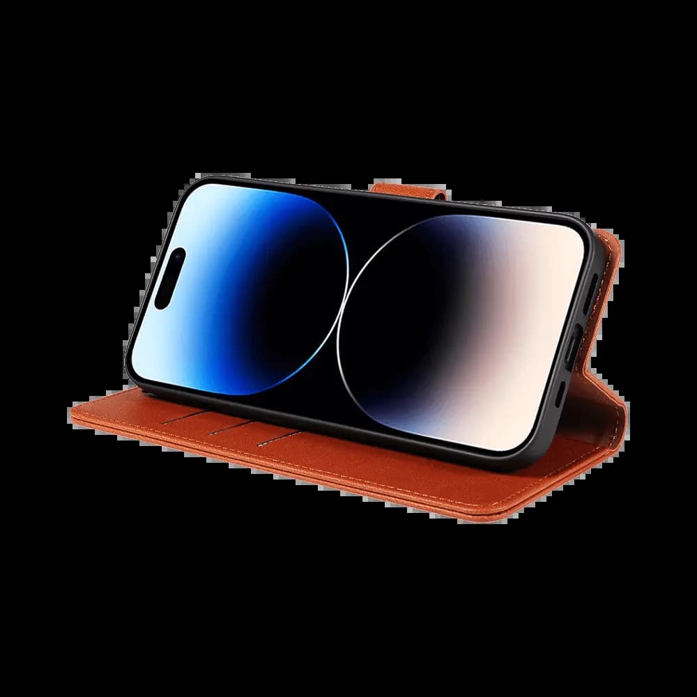 Housse folio anti-RFID iPhone 14 Pro – PROTECT IP011 Marron - Vue 5