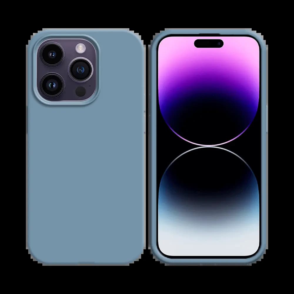 Coque silicone iPhone 14 Pro - Bleu Acier