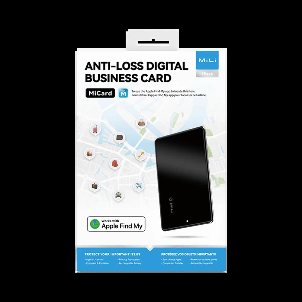 Traceur GPS format carte MILI MiCard pour iOS Apple Find My - ultra-fin Noir - Vue 4