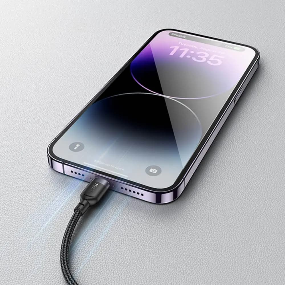 Câble de Charge Yesido USB-C vers Lightning + Pad de Charge pour Montre Connectée Noir - Vue 3