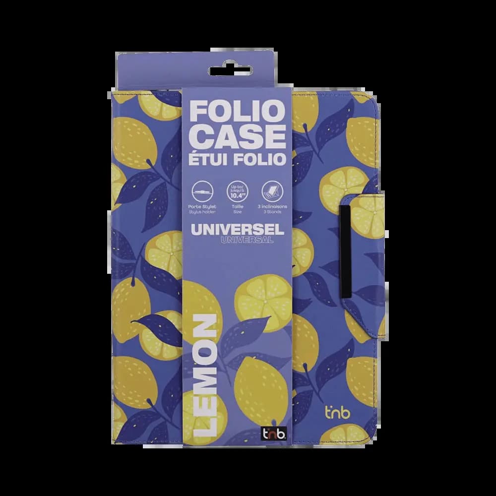 Housse folio universelle pour tablette 11" à motif citron et support rotatif - T'nb EXCLUSIV LEMON Bleu - Vue 4