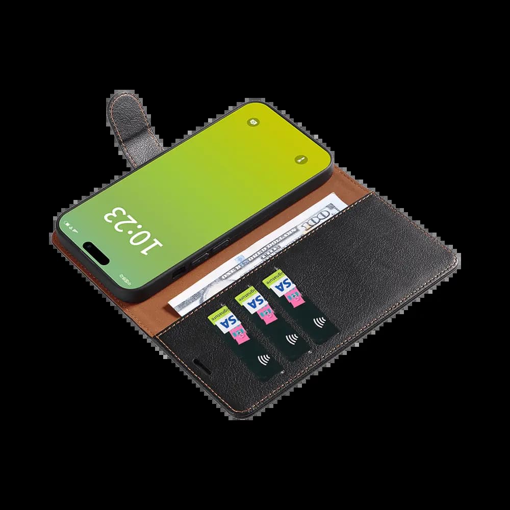 Housse folio anti-RFID iPhone 15 Plus – PROTECT IP011 Noir - Vue 3