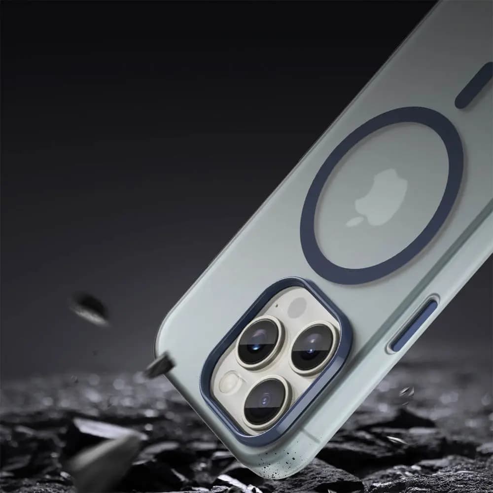 Coque MagSafe bi-matière – iPhone 15 Pro Max – PROTECT MF-006 Bleu Marine - Vue 4