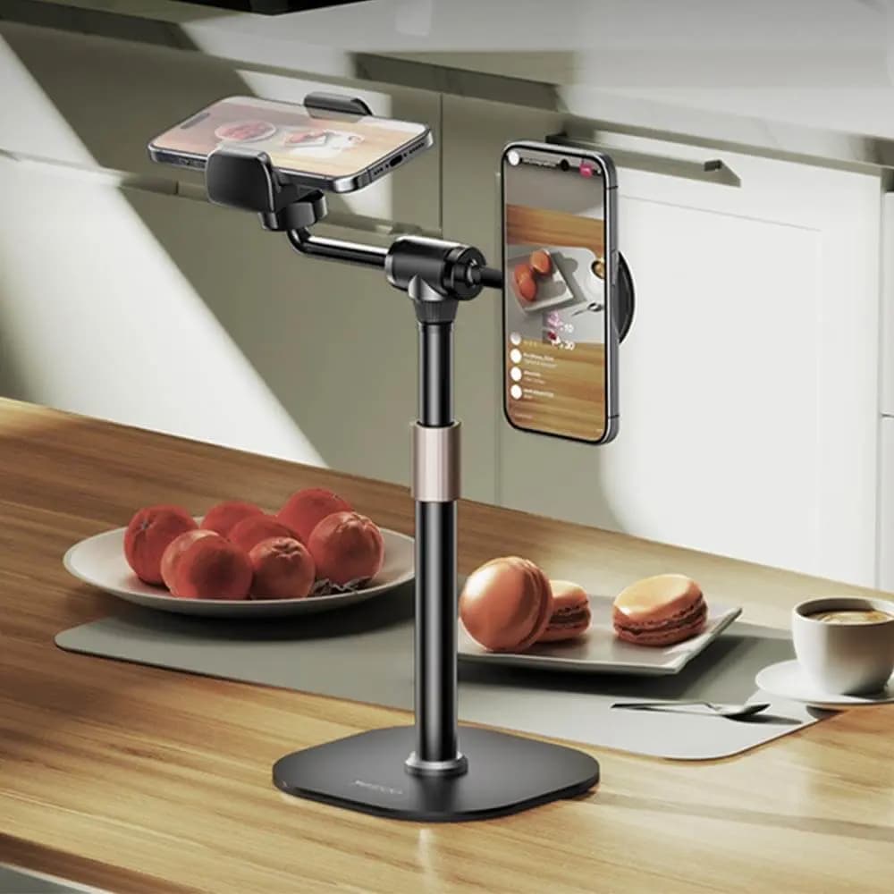 Support double smartphone Yesido - trépied de bureau magnétique et à pince Noir - Vue 5