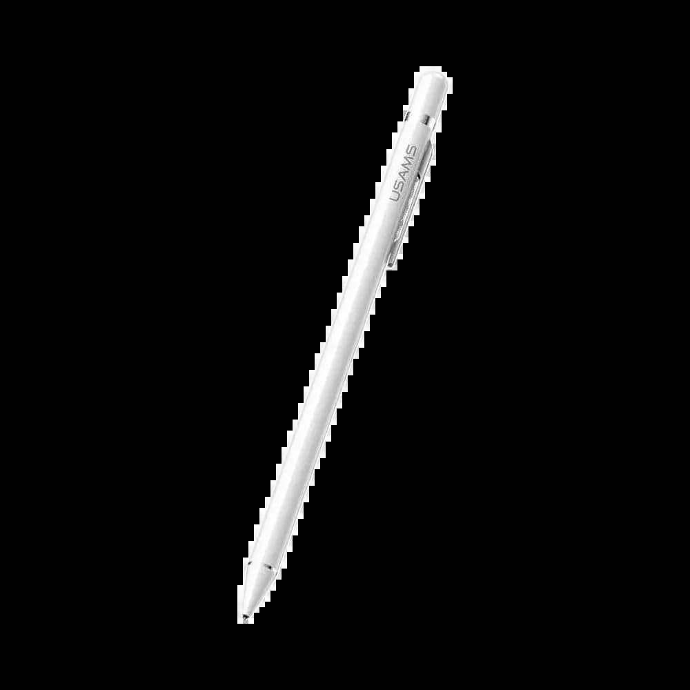 Stylet capacitif pour smartphone et tablette avec clip de fixation intégré - Usams US-ZB057 Blanc - Vue 5