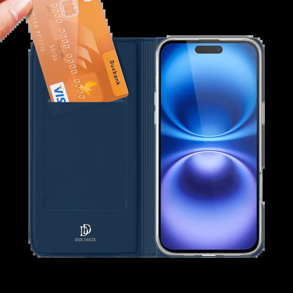 Housse folio iPhone 16 porte-carte – Dux Ducis Skin Pro bleu - Vue 2