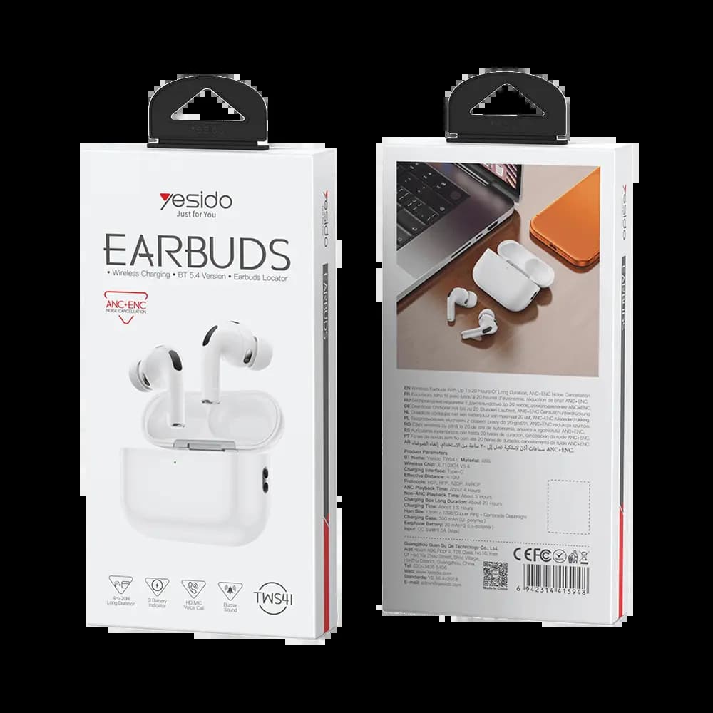 Écouteurs Bluetooth Yesido TWS41 avec Suppression du Bruit ANC+ENC Blanc - Vue 2