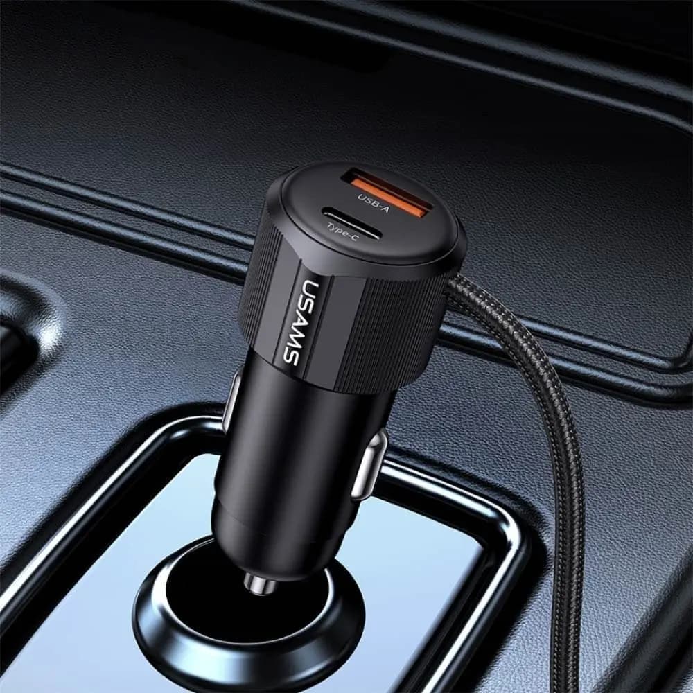 Chargeur Allume-Cigare Usams 66W 2 en 1 Noir - Vue 2